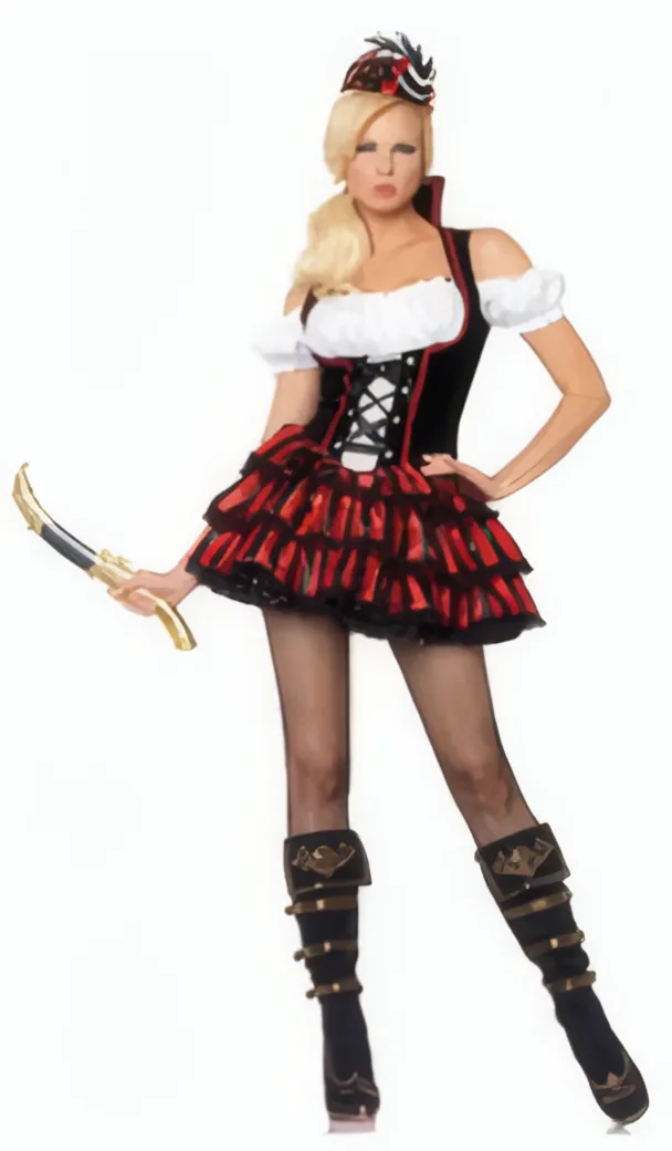 Disfraz de Pirata Negro, Rojo y Blanco